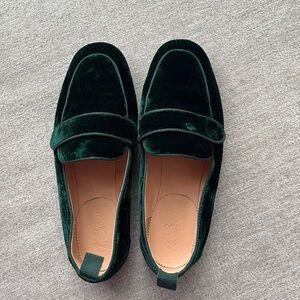 J Crew Elegant Green Velvet Loafers